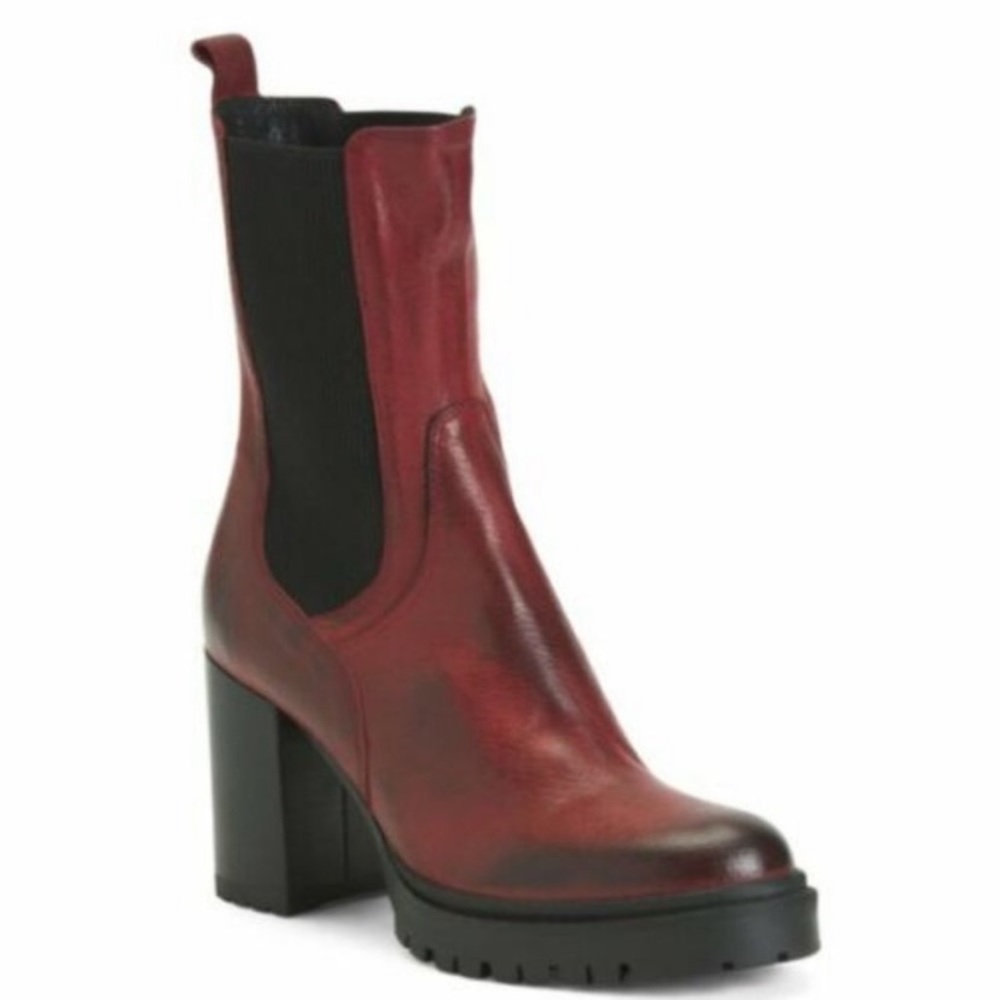 NWT Emanuele Crasto Women’s Italian Leather Chelsea Heel Boots Size 8.5 …